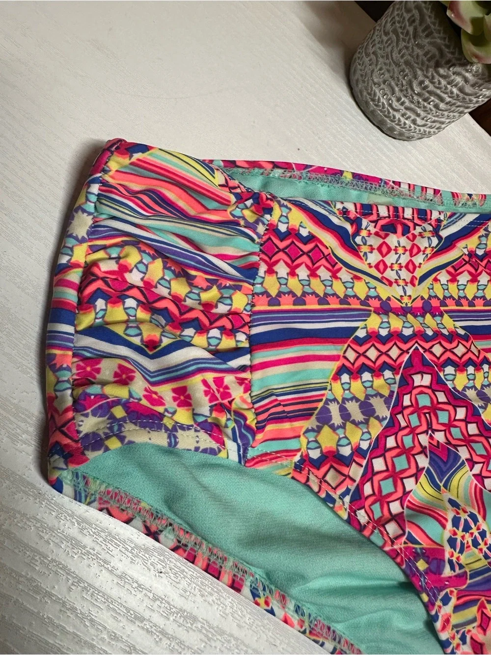 Coral Bay Multicolor Geometric High-Waist Swim Bottoms
